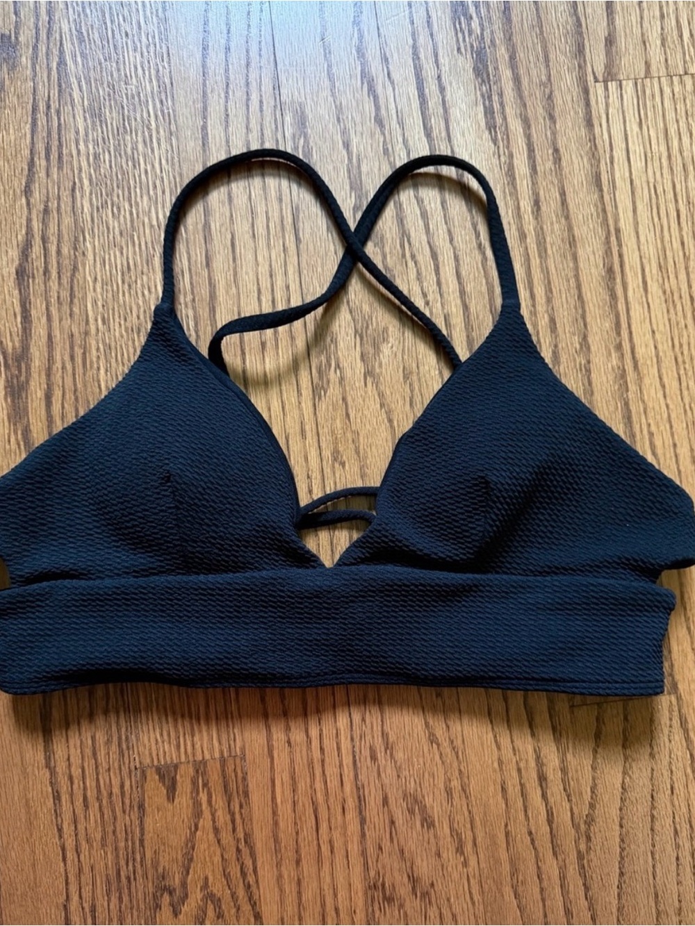 Black Triangle Bralette with Strappy Back - Women Intimates